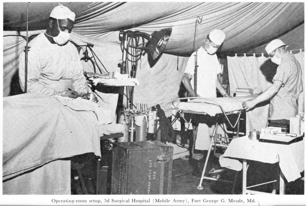 Operating room setup, 3d Surgical Hospital (Mobile Army), Fort George G. Meade, MD. Office of Medical History, U.S. Army Medical Department
