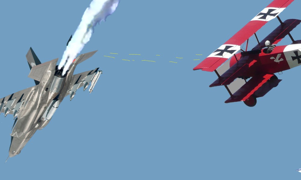 Lockheed Upbeat Despite F-35 Losing Dogfight To Red Baron (Image by DuffelBlog)